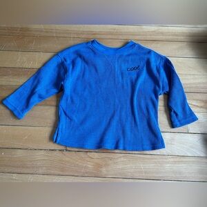 Cat & Jack Blue Ribbed Long-Sleeve Tee with "cool" Embroidery